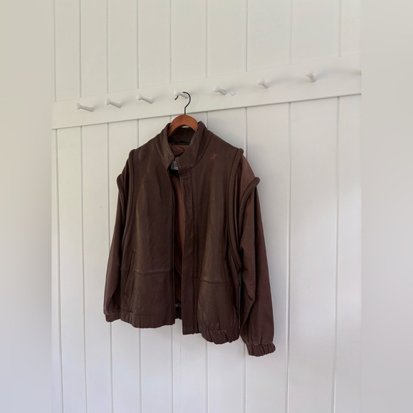 Vintage Leather Bomber Aviator Flight Jacket Women Size 7/8 Chocolate Brown - Picture 4 of 15